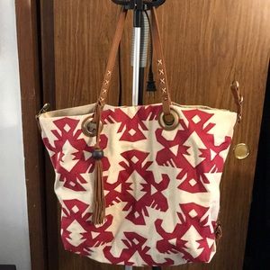 Lucky Brand geometric print canvas tote bag